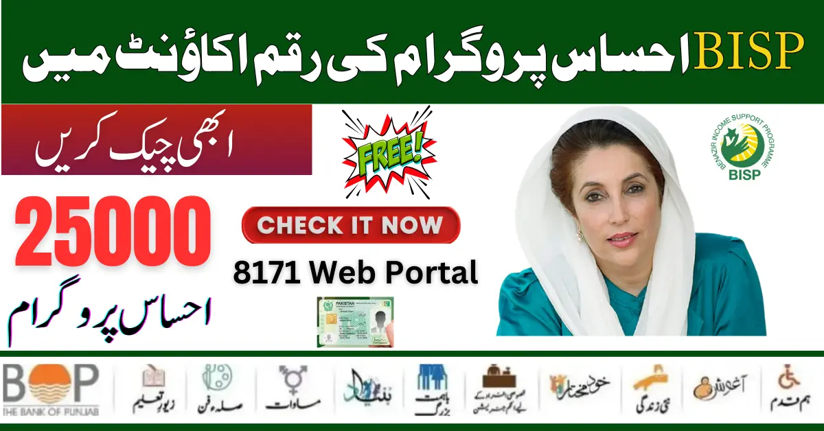 BISP Ehsaas Program 25000 8171 Online Web Portal Form Check By CNIC  