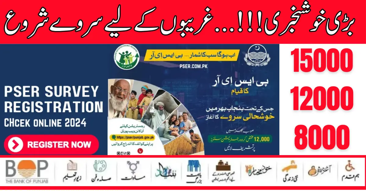 CM Punjab Maryam Nawaz PSER Survey Program Online Registration Update 2024 